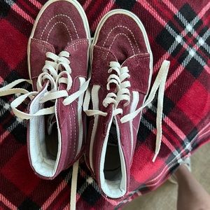 Vans Burgundy Suede Leather Lace-Up High Tops
